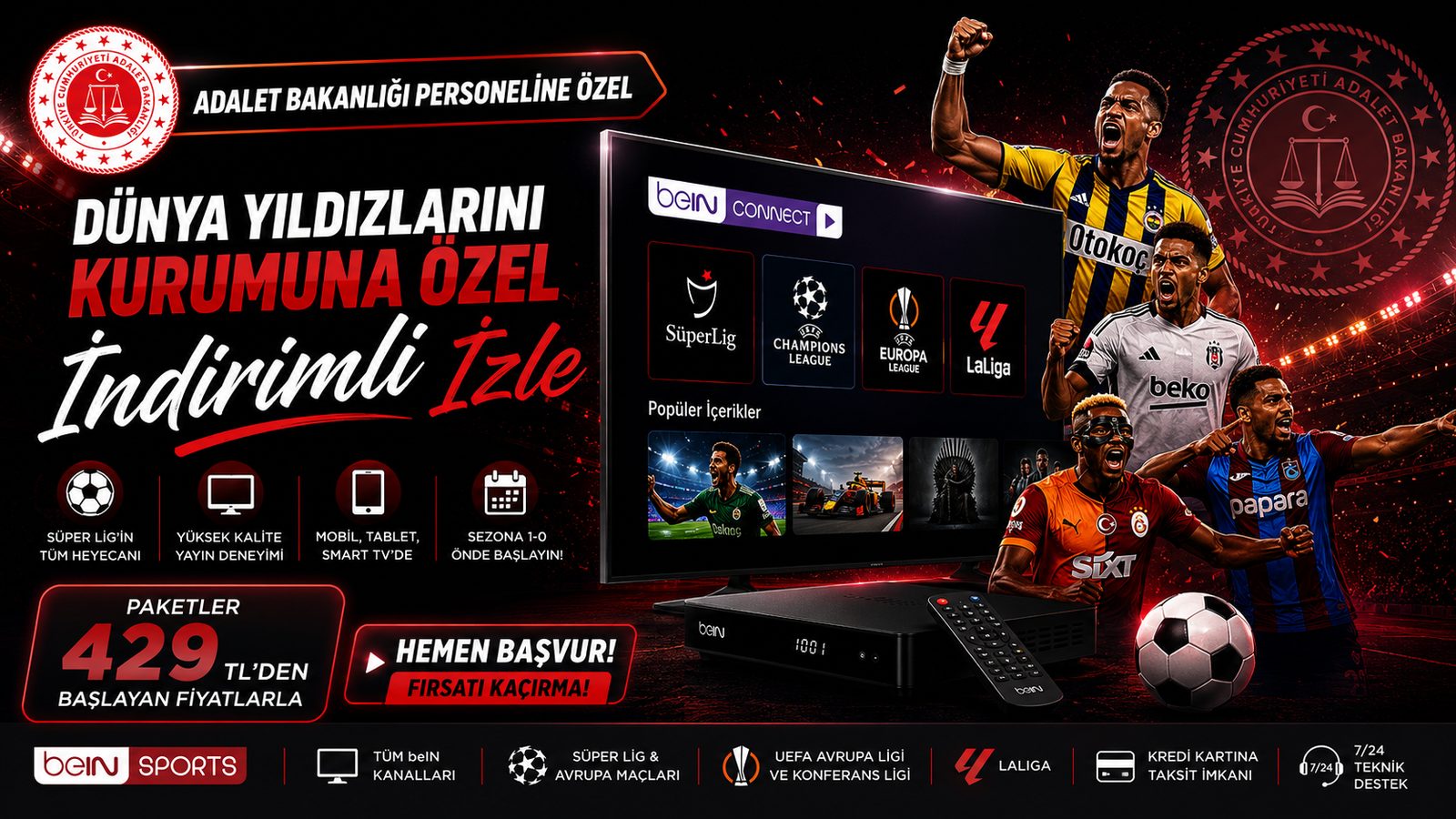 Adalet Bakanlığı personeline özel Digiturk Uydu Full Paket